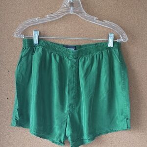 Joe Boxer 100% Silk Boxers Men’s M Green Satin Sleep Shorts Loungewear